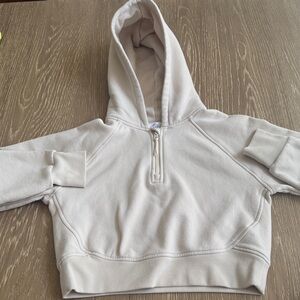 Athleta Kids Cream Half-Zip Hoodie Sweatshirt
